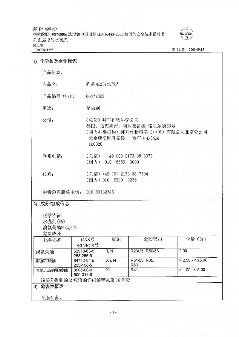 MSDS_列凯威_201011 1